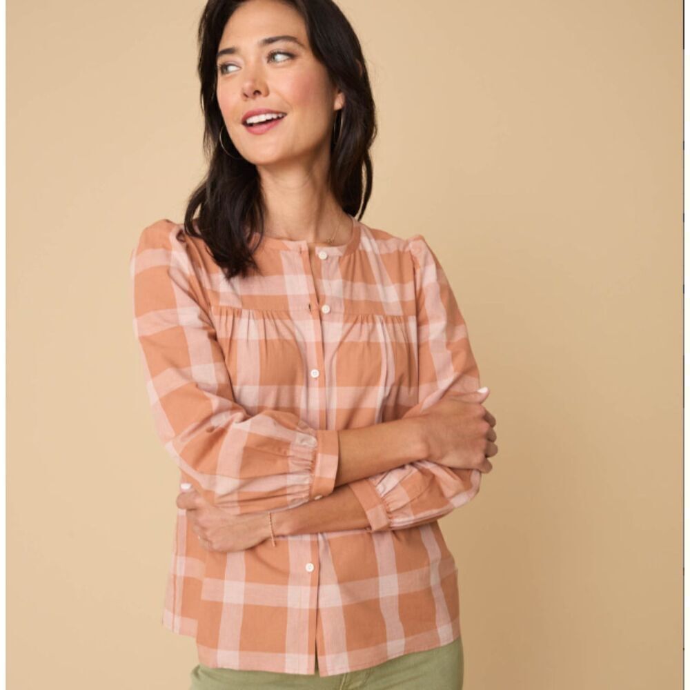 UNTUCKit Beatrice Shirt Product Type Pintuck Plaid Rusty Orange Small